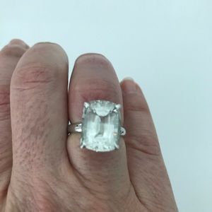 Statement ring - very light blue topaz